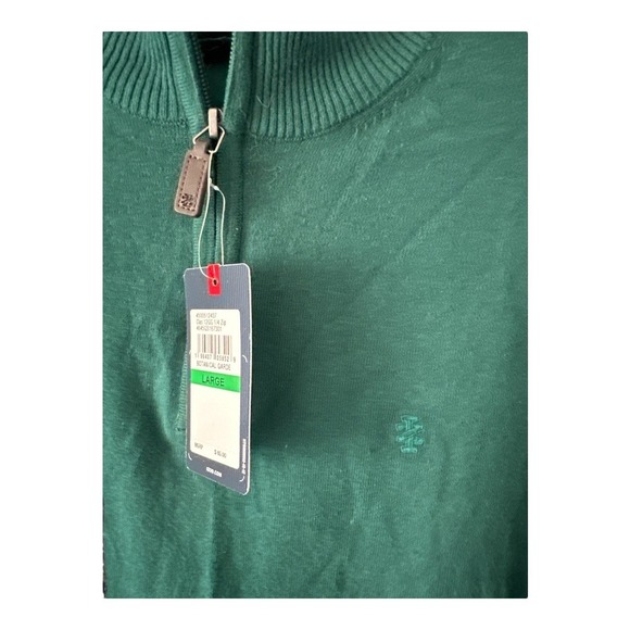 IZOD Men's Green Quarter Zip Sweater, Large - Picture 3 of 8